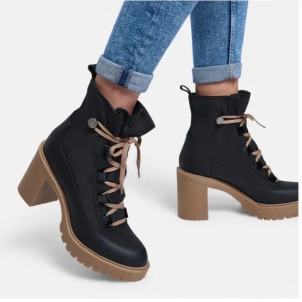 Dolce Vita Black and Tan Heeled Boots